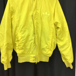 Vintage Adidas Reversible Quilted Bomber Jacket Mens Medium Yellow Gray Trefoil